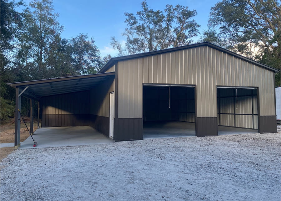 42' x 40' Premium Garage + Lean-To